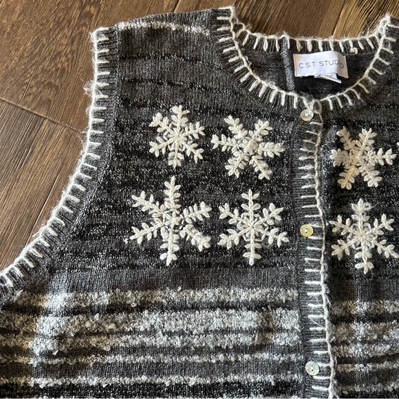 CST Studio wool blend chunky knit winter sweater vest snowflake womens 3X - Picture 2 of 7